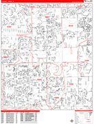 Coconut Creek  Wall Map Red Line Style